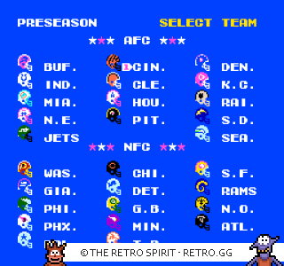 Game screenshot of Tecmo Super Bowl