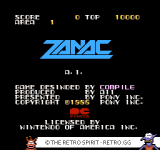 Game screenshot of Zanac