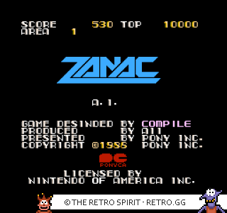 Game screenshot of Zanac