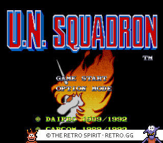 Game screenshot of U.N. Squadron