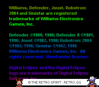 Game screenshot of Williams Arcade's Greatest Hits