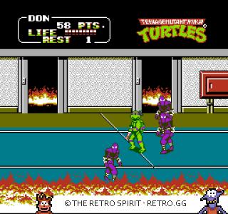 Game screenshot of Teenage Mutant Ninja Turtles II