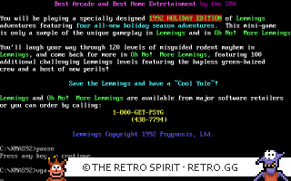 Game screenshot of Xmas Lemmings 1992