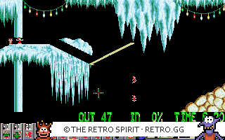 Game screenshot of Xmas Lemmings 1992